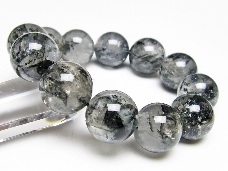 ブラックエレスチャルクォーツ ブレスレット 19mm 一点物 111-54051