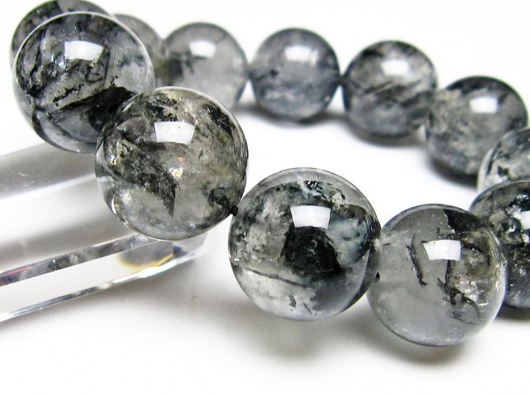 ブラックエレスチャルクォーツ ブレスレット 19mm 一点物 111-54051