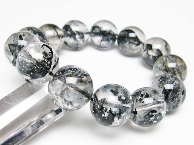 ブラックエレスチャルクォーツ ブレスレット 18mm 一点物 111-54052