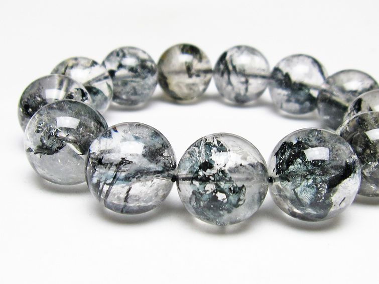 ブラックエレスチャルクォーツ ブレスレット 18mm 一点物 111-54052