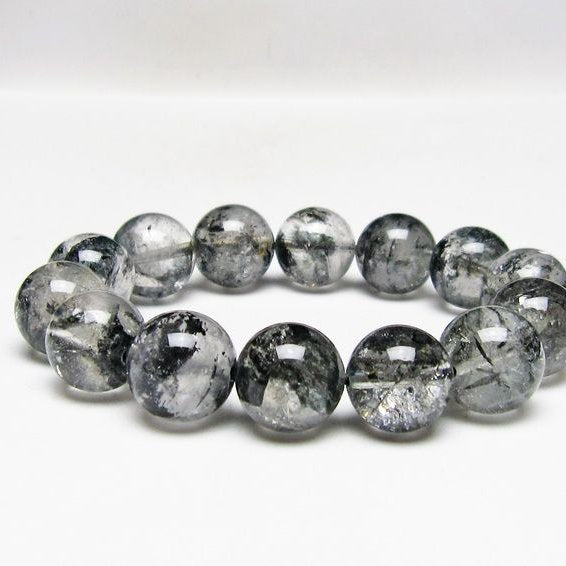 ブラックエレスチャルクォーツ ブレスレット 16mm 一点物 111-54054