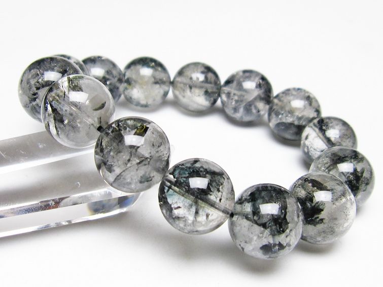 ブラックエレスチャルクォーツ ブレスレット 16mm 一点物 111-54054