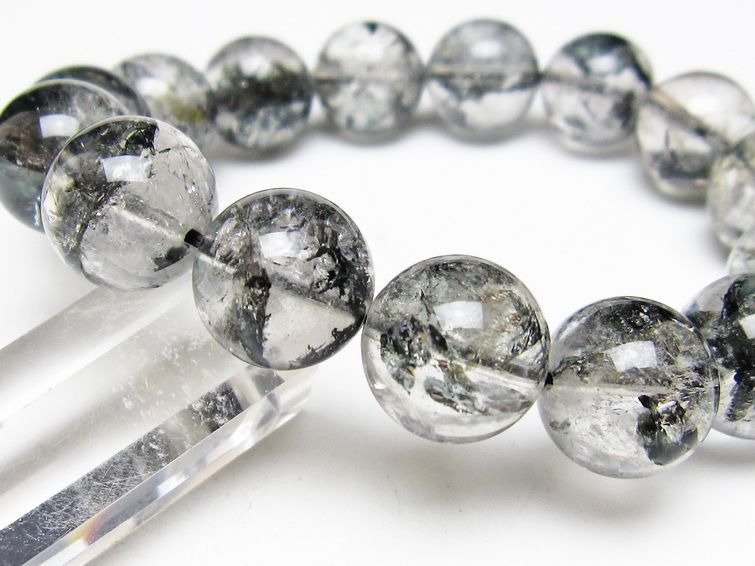 ブラックエレスチャルクォーツ ブレスレット 15mm 一点物 111-54056
