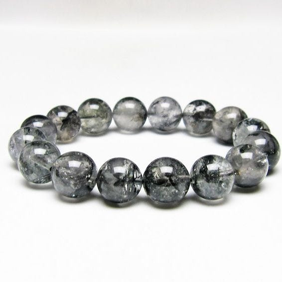 ブラックエレスチャルクォーツ ブレスレット 14mm 一点物 111-54058