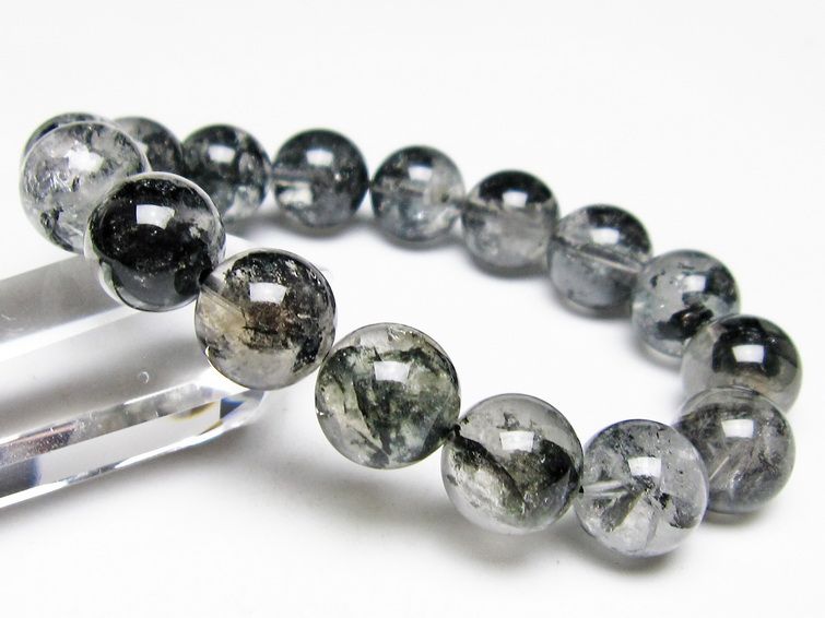 ブラックエレスチャルクォーツ ブレスレット 14mm 一点物 111-54058
