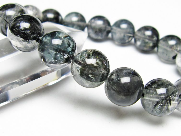 ブラックエレスチャルクォーツ ブレスレット 12mm メール便可 一点物 111-54061
