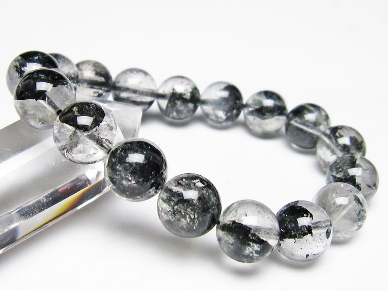 ブラックエレスチャルクォーツ ブレスレット 12mm メール便可 一点物 111-54062