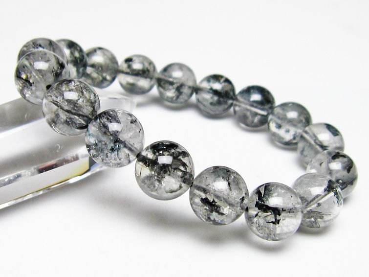 ブラックエレスチャルクォーツ ブレスレット 12mm メール便可 一点物 111-54063