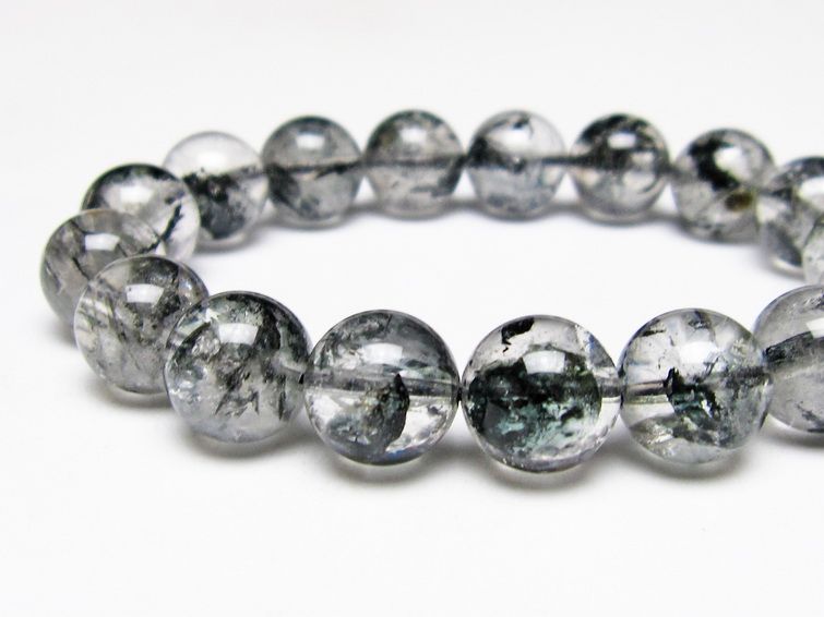 ブラックエレスチャルクォーツ ブレスレット 12mm メール便可 一点物 111-54063
