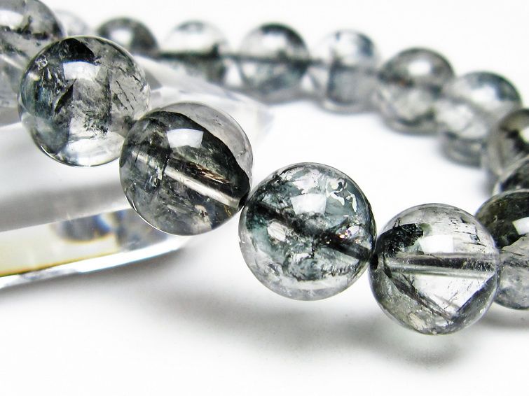 ブラックエレスチャルクォーツ ブレスレット 12mm メール便可 一点物 111-54064