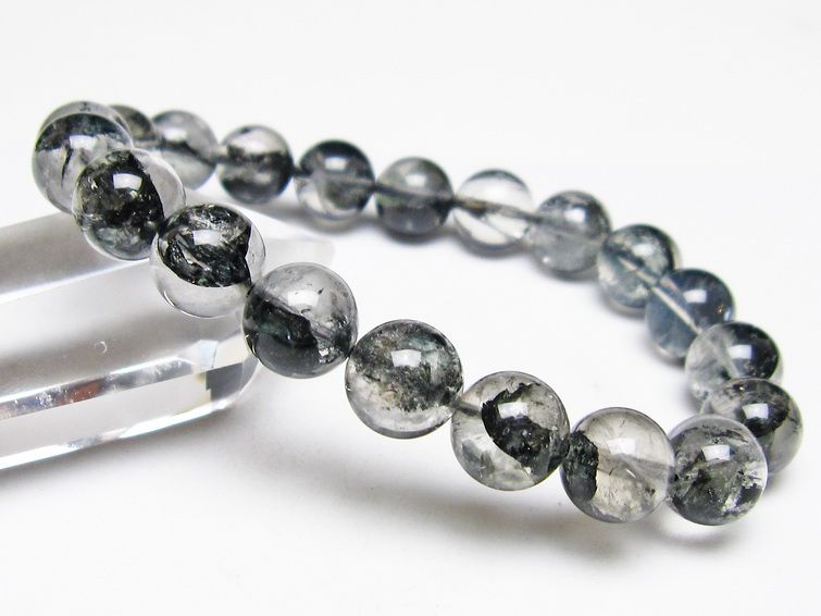 ブラックエレスチャルクォーツ ブレスレット 10mm メール便可 一点物 111-54073