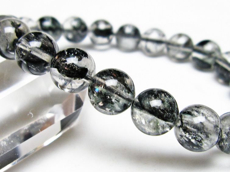 ブラックエレスチャルクォーツ ブレスレット 10mm メール便可 一点物 111-54076