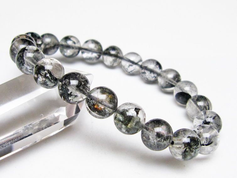 ブラックエレスチャルクォーツ ブレスレット 10mm メール便可 一点物 111-54078
