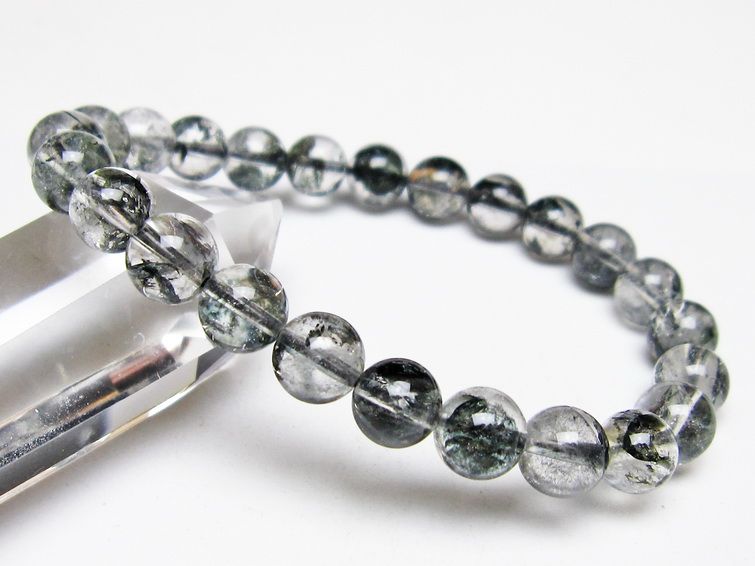 ブラックエレスチャルクォーツ ブレスレット 8mm メール便可 一点物 111-54081