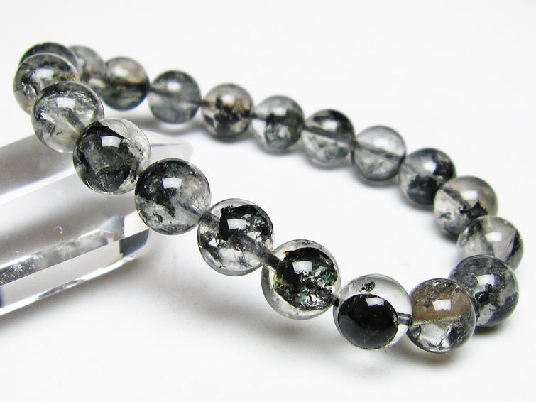 ブラックエレスチャルクォーツ ブレスレット 10mm メール便可 一点物 111-54086