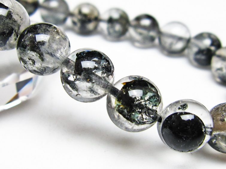 ブラックエレスチャルクォーツ ブレスレット 10mm メール便可 一点物 111-54086