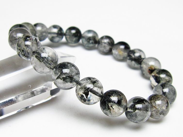 ブラックエレスチャルクォーツ ブレスレット 10mm メール便可 一点物 111-54087