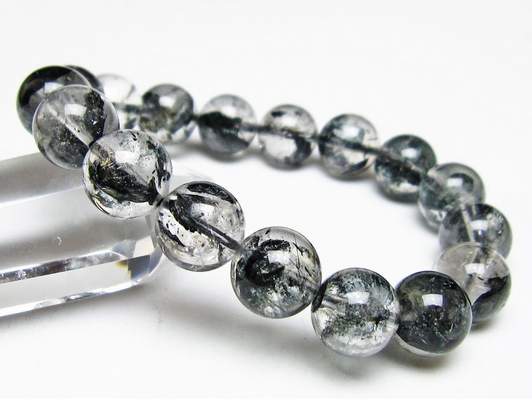 ブラックエレスチャルクォーツ ブレスレット 12mm メール便可 一点物 111-54093