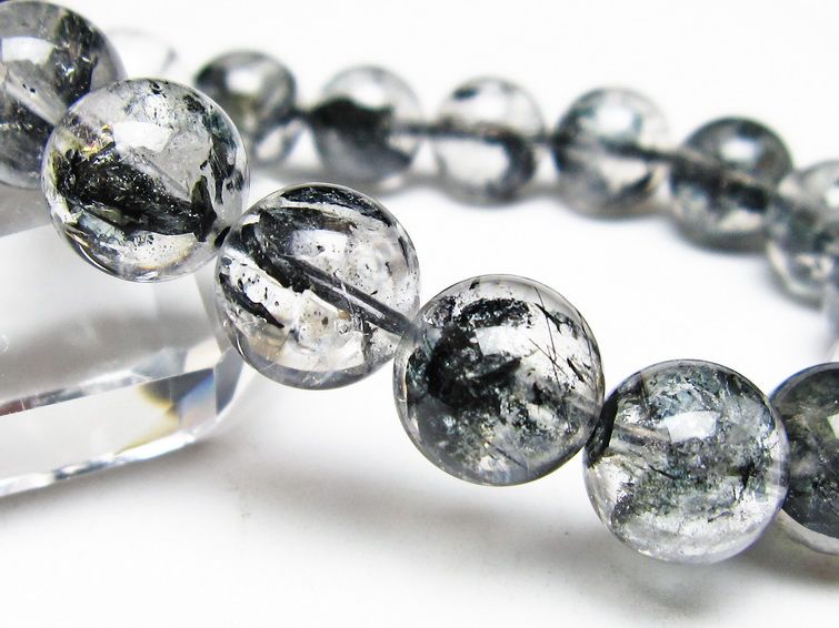 ブラックエレスチャルクォーツ ブレスレット 12mm メール便可 一点物 111-54093