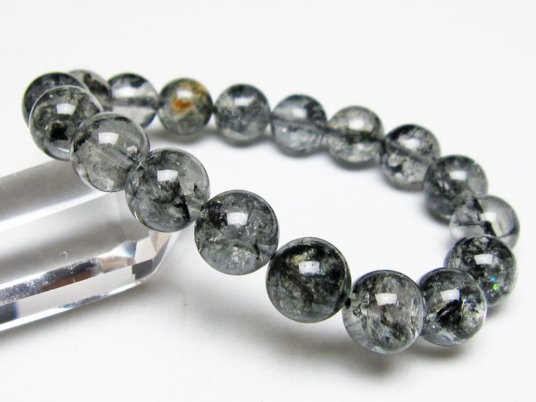 ブラックエレスチャルクォーツ ブレスレット 12mm メール便可 一点物 111-54094