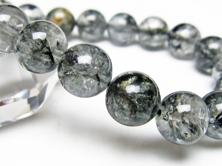 ブラックエレスチャルクォーツ ブレスレット 12mm メール便可 一点物 111-54094