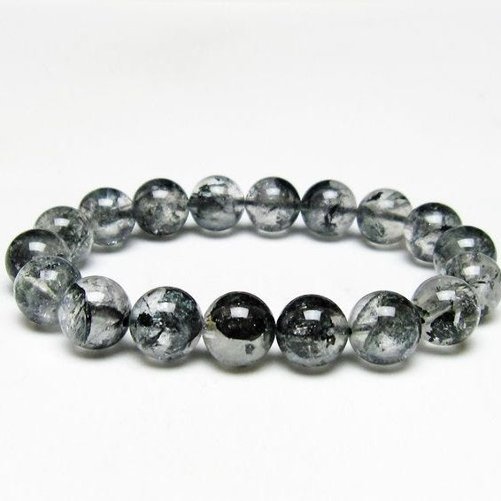 ブラックエレスチャルクォーツ ブレスレット 12mm メール便可 一点物 111-54095