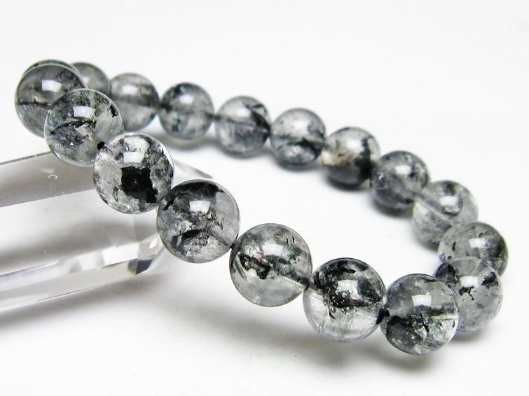 ブラックエレスチャルクォーツ ブレスレット 12mm メール便可 一点物 111-54095