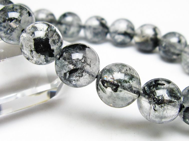 ブラックエレスチャルクォーツ ブレスレット 12mm メール便可 一点物 111-54095