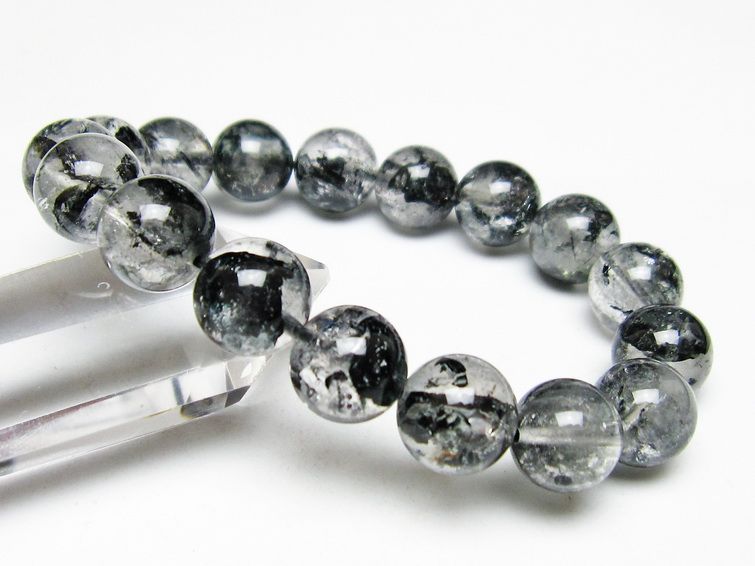 ブラックエレスチャルクォーツ ブレスレット 12mm メール便可 一点物 111-54096