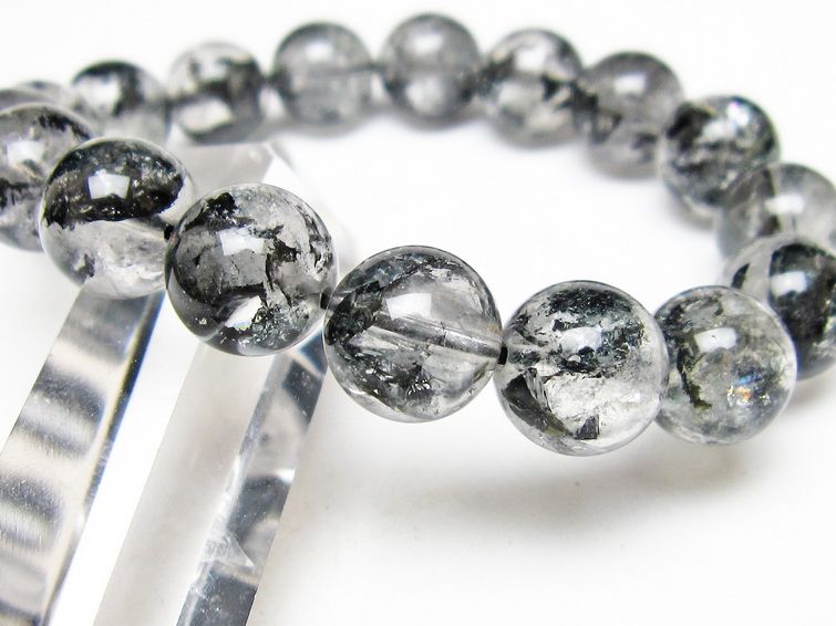 ブラックエレスチャルクォーツ ブレスレット 12mm メール便可 一点物 111-54096