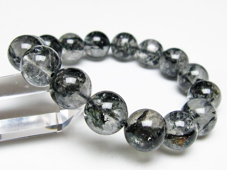 ブラックエレスチャルクォーツ ブレスレット 14mm 一点物 111-54101