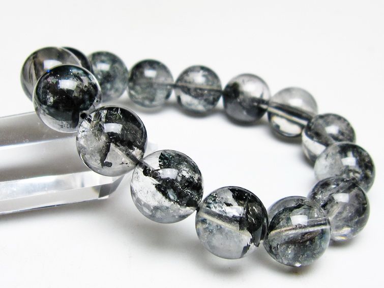 ブラックエレスチャルクォーツ ブレスレット 15mm 一点物 111-54105