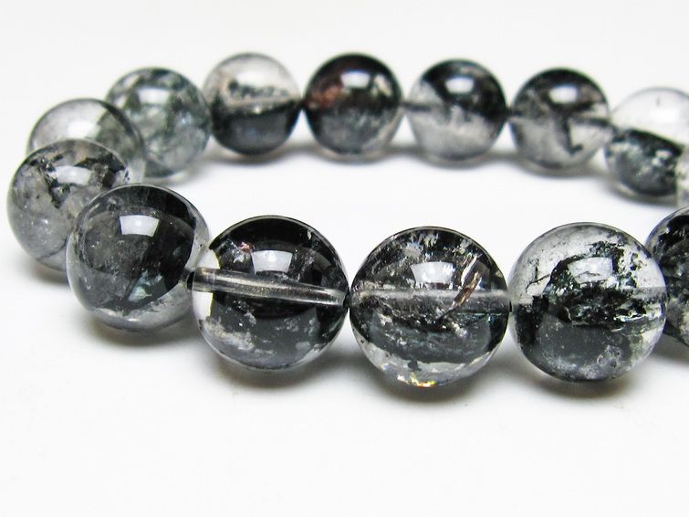 ブラックエレスチャルクォーツ ブレスレット 15mm 一点物 111-54105