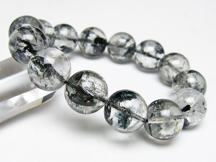 ブラックエレスチャルクォーツ ブレスレット 16mm 一点物 111-54106