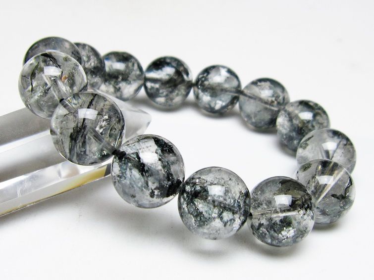 ブラックエレスチャルクォーツ ブレスレット 16mm 一点物 111-54107