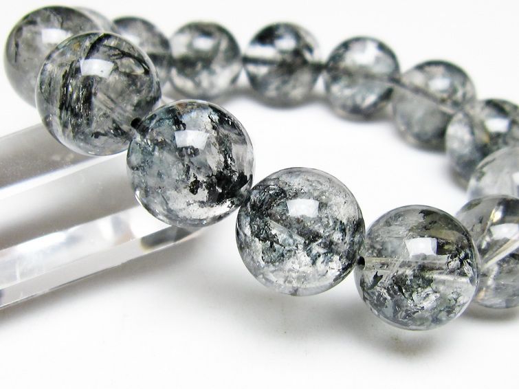 ブラックエレスチャルクォーツ ブレスレット 16mm 一点物 111-54107