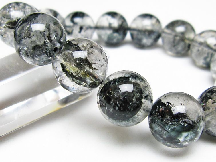 ブラックエレスチャルクォーツ ブレスレット 15mm 一点物 111-54108