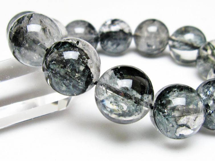 ブラックエレスチャルクォーツ ブレスレット 17mm 一点物 111-54112