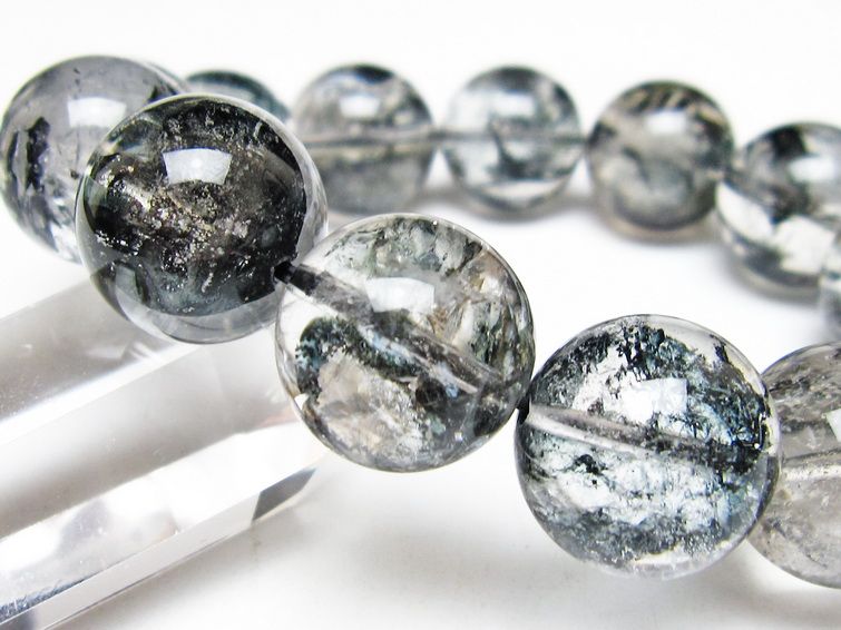 ブラックエレスチャルクォーツ ブレスレット 17mm 一点物 111-54113