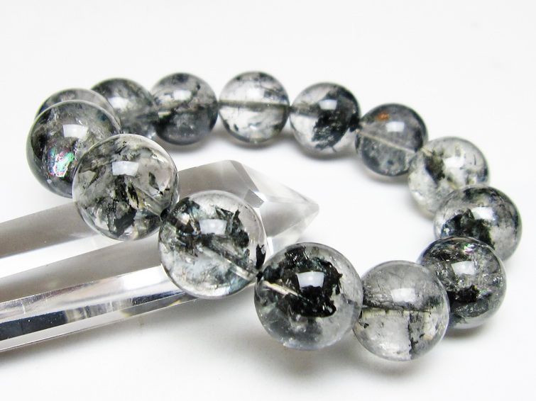 ブラックエレスチャルクォーツ ブレスレット 16mm 一点物 111-54114