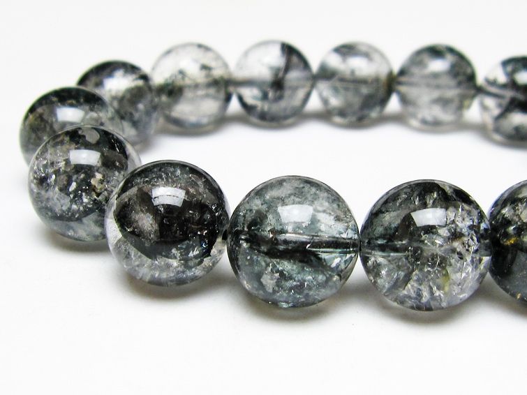 ブラックエレスチャルクォーツ ブレスレット 14mm 一点物 111-54117