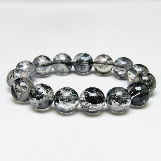 ブラックエレスチャルクォーツ ブレスレット 14mm 一点物 111-54118
