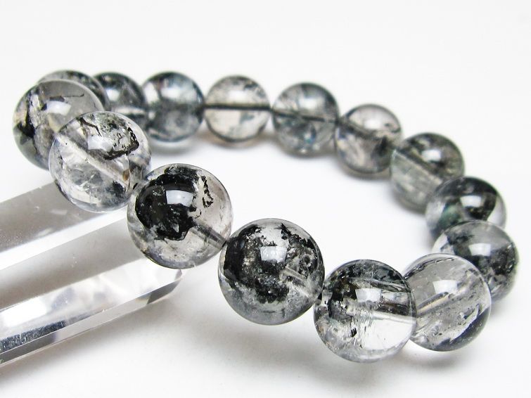ブラックエレスチャルクォーツ ブレスレット 14mm 一点物 111-54118