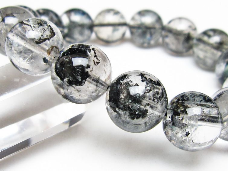 ブラックエレスチャルクォーツ ブレスレット 14mm 一点物 111-54118