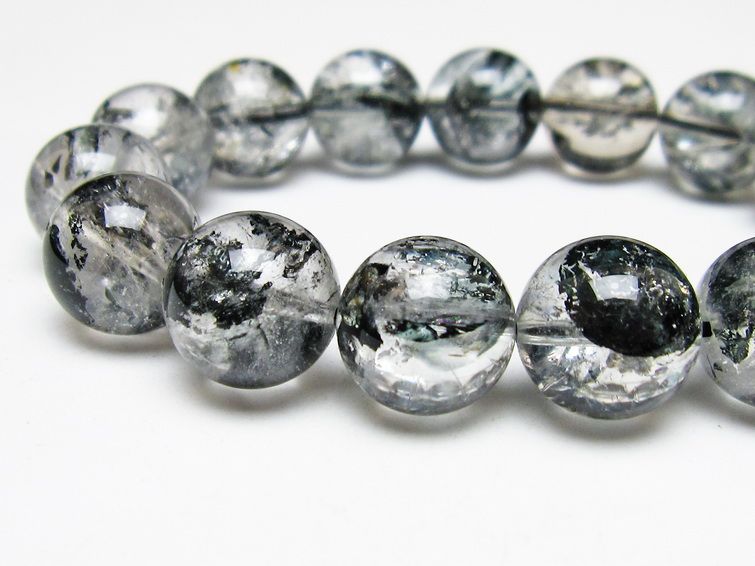 ブラックエレスチャルクォーツ ブレスレット 14mm 一点物 111-54118