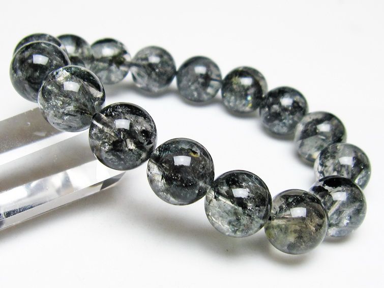 ブラックエレスチャルクォーツ ブレスレット 14mm 一点物 111-54119