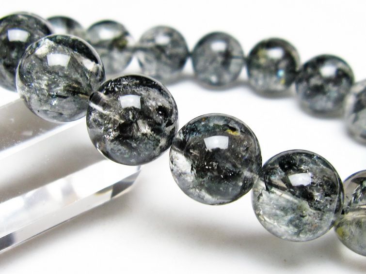 ブラックエレスチャルクォーツ ブレスレット 14mm 一点物 111-54119