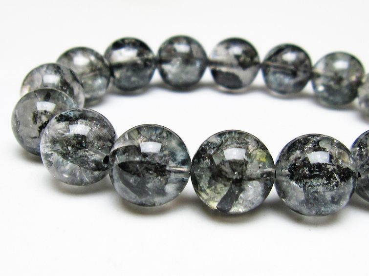 ブラックエレスチャルクォーツ ブレスレット 14mm 一点物 111-54119