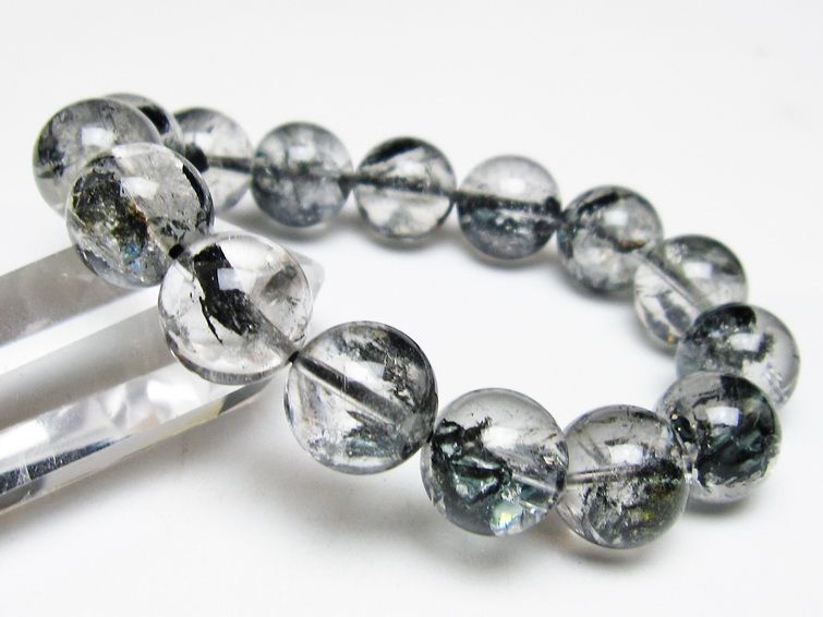 ブラックエレスチャルクォーツ ブレスレット 14mm 一点物 111-54120