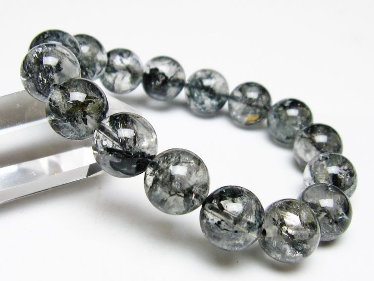 ブラックエレスチャルクォーツ ブレスレット 13mm 一点物 111-54123